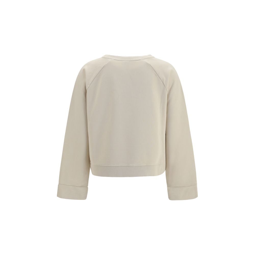 Sweatshirt by PINKO for women in cotton beige, signature & print features an provocated silhouette, detailed with a provocated and a refined crew neckline for a sophisticated aesthetic.