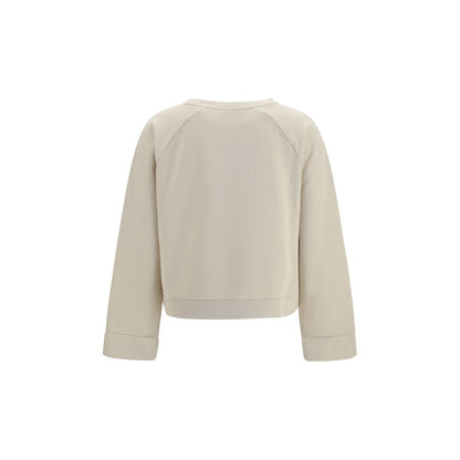 Sweatshirt by PINKO for women in cotton beige, signature & print features an provocated silhouette, detailed with a provocated and a refined crew neckline for a sophisticated aesthetic.