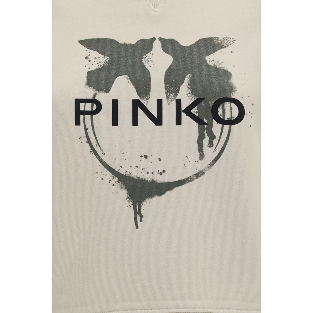 Sweatshirt by PINKO for women in cotton beige, signature & print features an exquisite silhouette, showcasing and crew neckline details for a exquisite look.