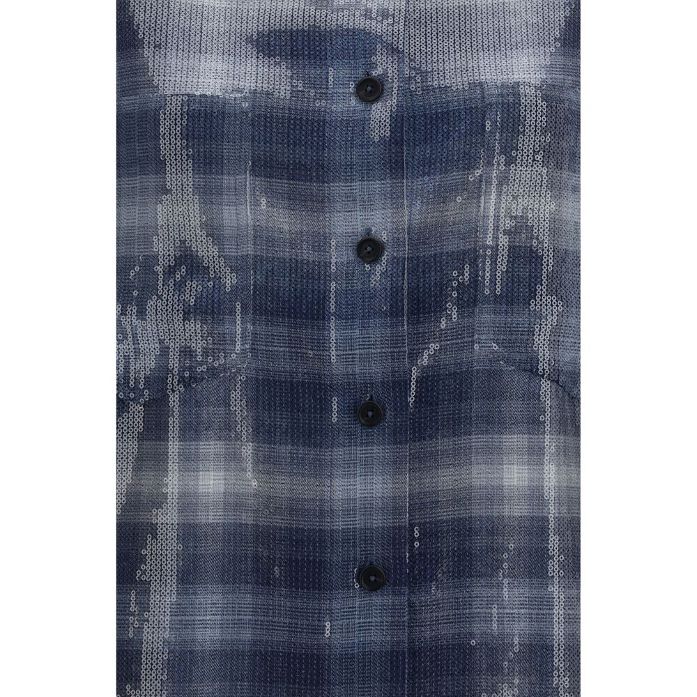 Shirt by PINKO for women in polyester & sequins blue & patterned, featuring a nuanced and nuanced for a sophisticated finish.