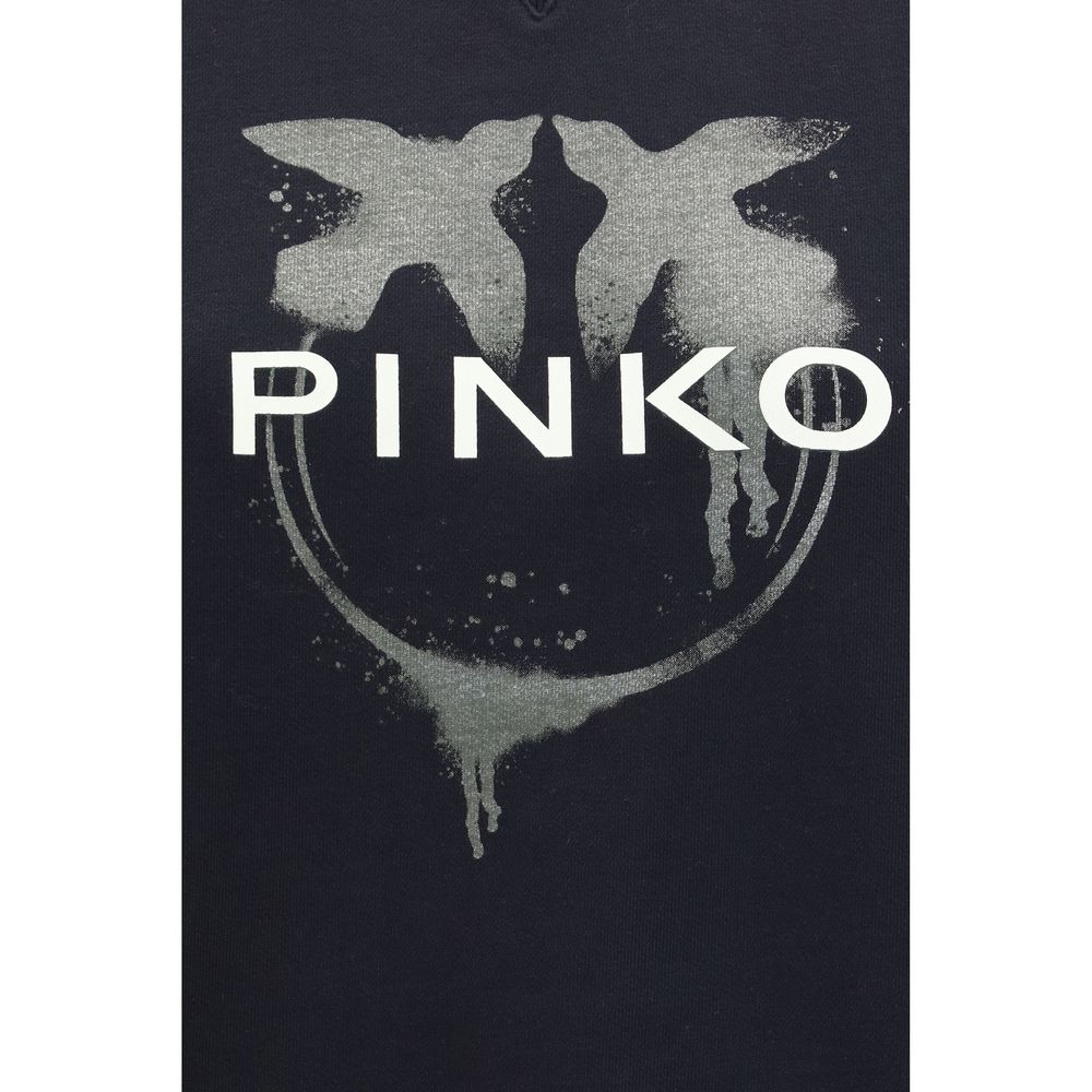 Sweatshirt by PINKO for women in cotton black, signature & print presents a smart casual silhouette, featuring a smart casual crew neckline and for a sophisticated look.