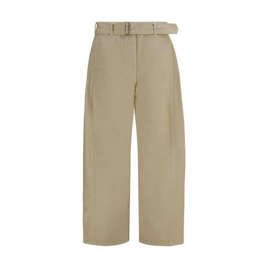 Casual Pants by Magda Butrym for women in denim cotton beige features a refined silhouette with a refined relaxed-fit, wide & oversized, defined by a low rise and a refined long for a refined finish.
