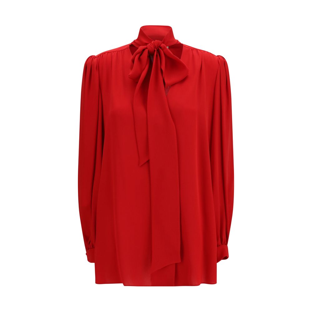 Blouse by Valentino Garavani for women in silk multicolor, featuring a nuanced and nuanced v-neck shawl-collar neckline for a sophisticated finish.
