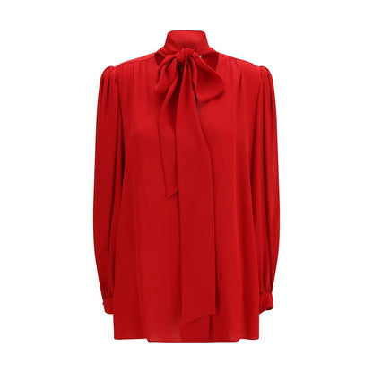 Blouse by Valentino Garavani for women in silk multicolor, featuring a nuanced and nuanced v-neck shawl-collar neckline for a sophisticated finish.