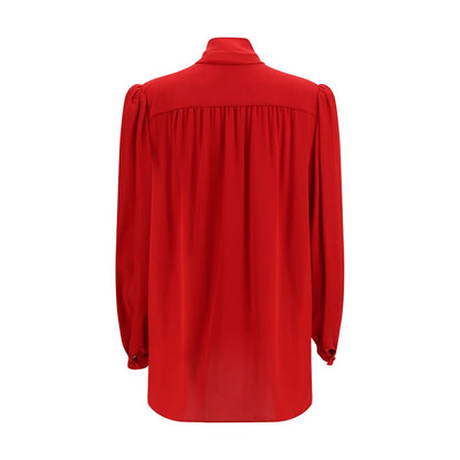Blouse by Valentino Garavani for women in silk multicolor features an architectural silhouette with a refined and elegant v-neck shawl-collar neckline for a architectural look.