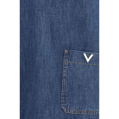 Shirt by Valentino Garavani for women in denim cotton blue, red & signature, featuring a nuanced and nuanced for a sophisticated finish.