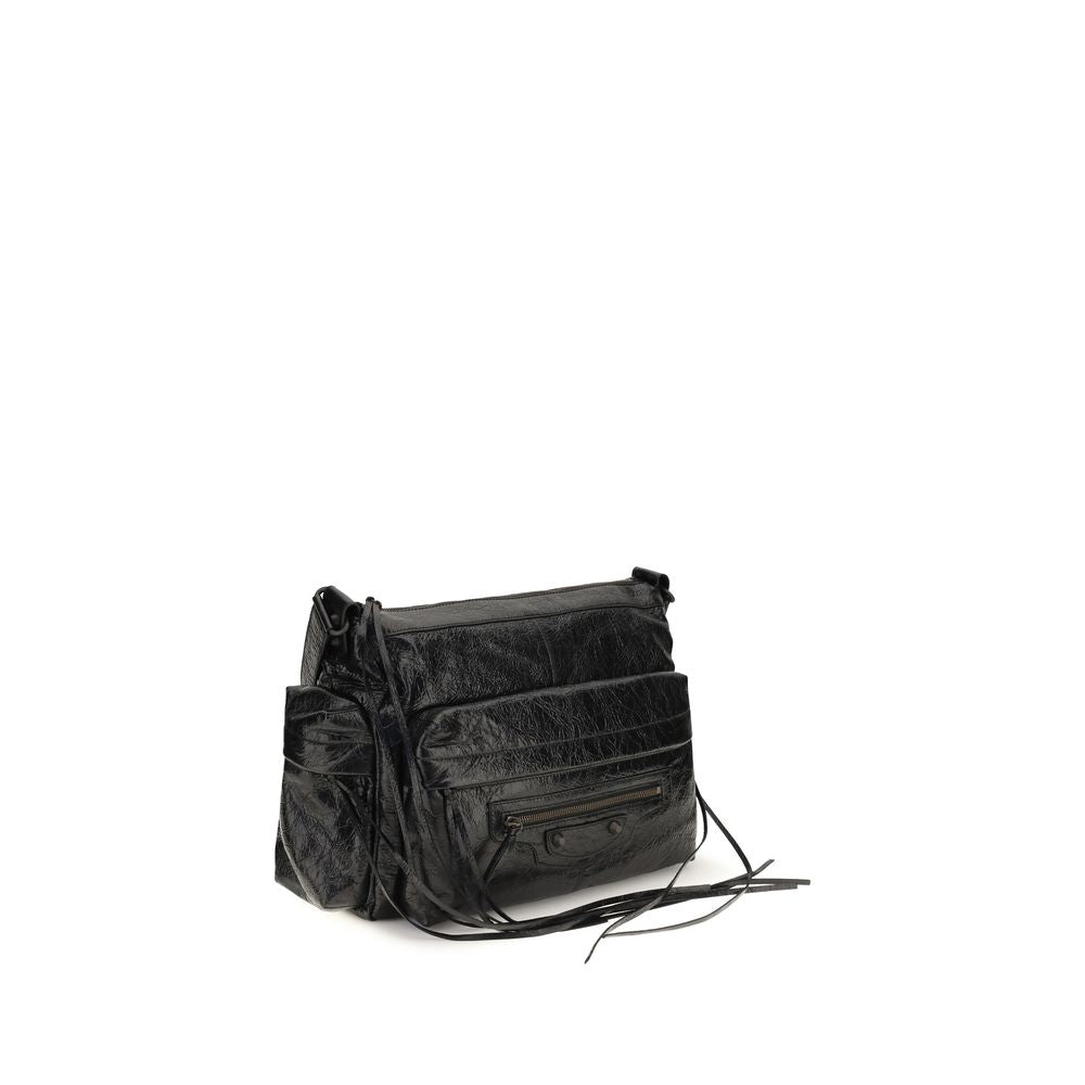 Medium 2-in-1 Shoulder & Crossbody Bag by Balenciaga for men in zamak cotton canvas calf & lambskin leather black & signature features a effortless chic silhouette with a secure zipper, ample , and versatile crossbody-strap, shoulder-strap & adjustable-strap for a effortless chic finish.
