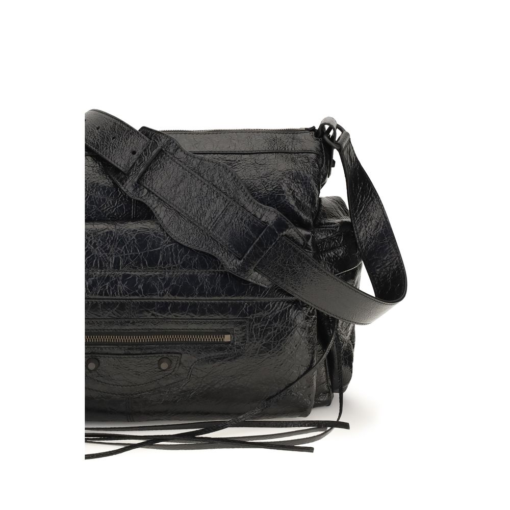 Medium 2-in-1 Shoulder & Crossbody Bag by Balenciaga for men in zamak cotton canvas calf & lambskin leather black & signature features a effortless sophistication silhouette, secured by a zipper with ample and versatile crossbody-strap, shoulder-strap & adjustable-strap for a effortless sophistication finish.