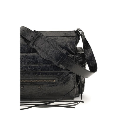 Medium 2-in-1 Shoulder & Crossbody Bag by Balenciaga for men in zamak cotton canvas calf & lambskin leather black & signature features a effortless sophistication silhouette, secured by a zipper with ample and versatile crossbody-strap, shoulder-strap & adjustable-strap for a effortless sophistication finish.