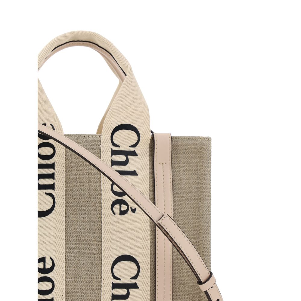 Tote Handbag by Chloé for women in linen & leather brown, monogram & print features a signature silhouette, showcasing a secure and signature internal-pockets with versatile shoulder-strap, handle & adjustable-strap for a sophisticated look.