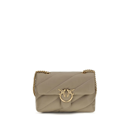 Quilted Shoulder Bag by PINKO for women in bos taurus calf leather gray, gold & monogram features a distinguished silhouette, showcasing a secure magnetic & button and distinguished built-in-compartments with versatile shoulder-strap for a distinguished finish.