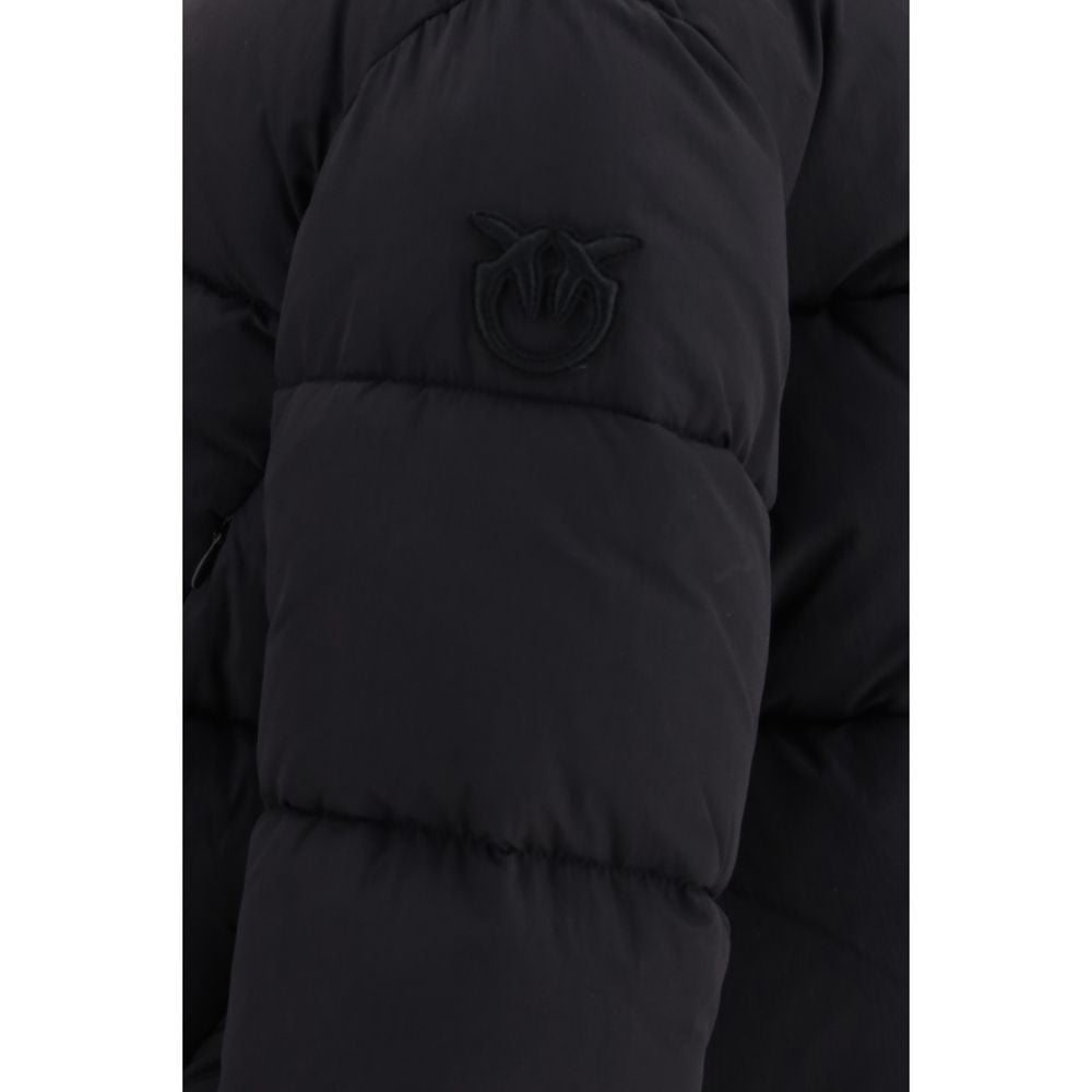 Hooded Puffer Jacket by PINKO for women in nylon & polyester black presents a effortlessly chic silhouette, showcasing a sophisticated hooded neckline and premium pockets, hooded & insulated for a truly effortlessly chic finish.