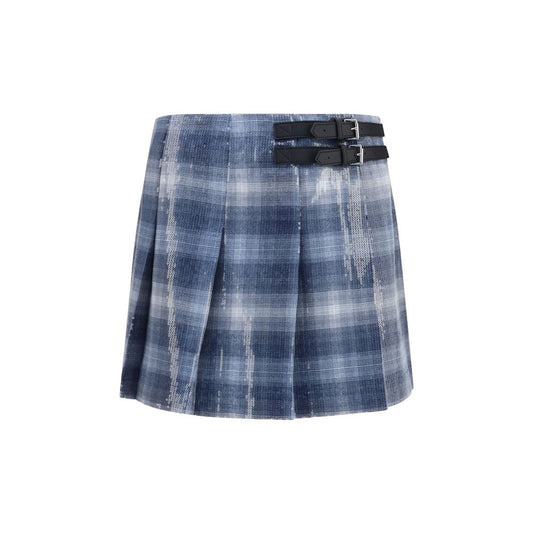 Skirt by PINKO for women in polyester leather & sequins blue & patterned features a sublime silhouette, showcasing the sublime design of the Women's Polyester Leather & Sequins Mini Skirt in a sophisticated mini.