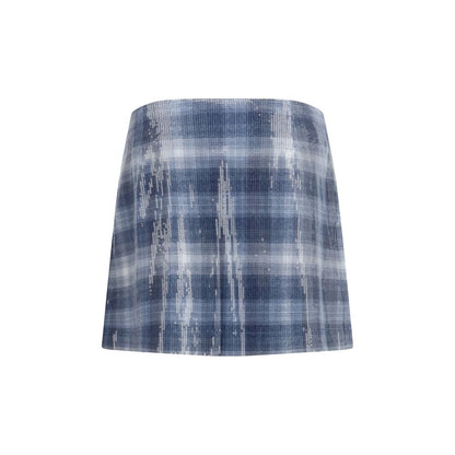 Skirt by PINKO for women in polyester leather & sequins blue & patterned showcases a sultry silhouette, elegantly defined by its mini and the sophisticated sultry design of the Women's Polyester Leather & Sequins Mini Skirt.