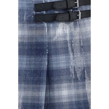 Skirt by PINKO for women in polyester leather & sequins blue & patterned features an tailored silhouette, artfully capturing the essence of Women's Polyester Leather & Sequins Mini Skirt in a sophisticated mini.