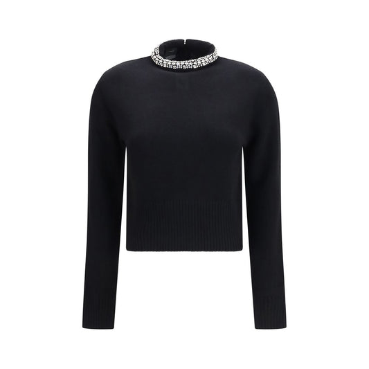 Sweatshirt by PINKO for women in viscose wool nylon & capra leather black features an exquisite silhouette, showcasing and details for a exquisite look.