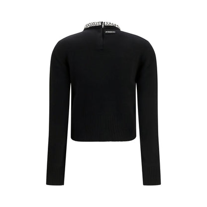 Sweatshirt by PINKO for women in viscose wool nylon & capra leather black showcases a slouchy chic silhouette, artfully detailed with a slouchy chic and for a slouchy chic finish.