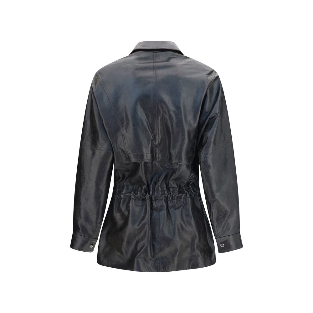 Jacket by Magda Butrym for women in lambskin leather black features a smart silhouette, perfectly accentuated by its unique and functional for a smart finish.