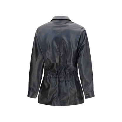 Jacket by Magda Butrym for women in lambskin leather black features a smart silhouette, perfectly accentuated by its unique and functional for a smart finish.