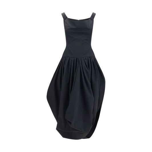 Dress by Magda Butrym for women in polyester black showcases a striking silhouette, elegantly detailed with a sleeveless, refined asymmetric neckline, and a striking midi for a striking finish.