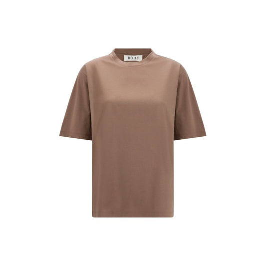T-Shirt by Rohe for women in silk cotton & modal brown showcases a dramatic silhouette, elegantly detailed with a dramatic crew neckline and for a truly dramatic finish.
