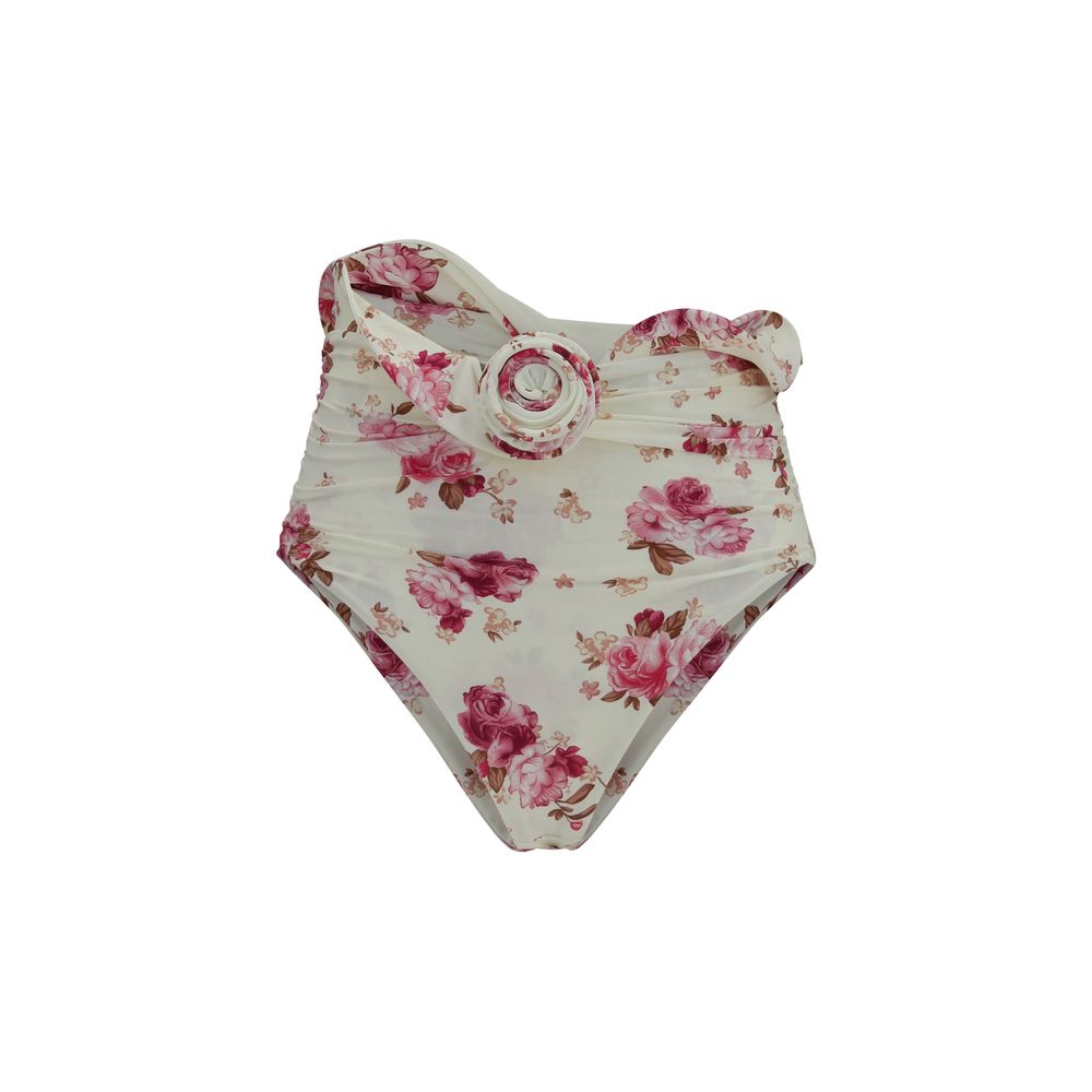 Bikini by Magda Butrym for women in stretch polyamide beige, rose, floral & print presents a provocative silhouette, artfully capturing the essence of the provocative Women's Stretch Polyamide Bikini design for a sophisticated look.