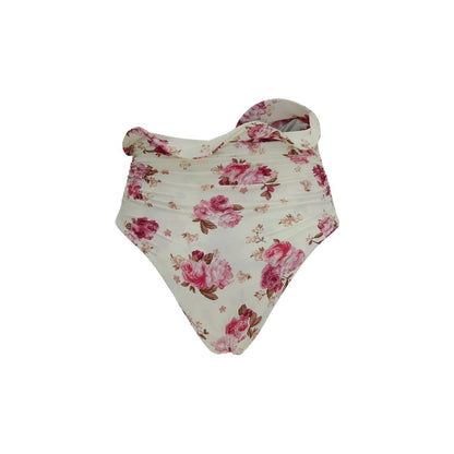 Bikini by Magda Butrym for women in stretch polyamide beige, rose, floral & print features an riviera chic silhouette that beautifully encapsulates the signature aesthetic of the Women's Stretch Polyamide Bikini.