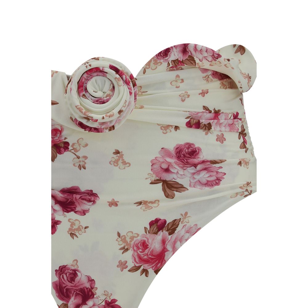 Bikini by Magda Butrym for women in stretch polyamide beige, rose, floral & print features an dramatic silhouette, artfully capturing the essence of the dramatic Women's Stretch Polyamide Bikini design with a sophisticated dramatic cut.