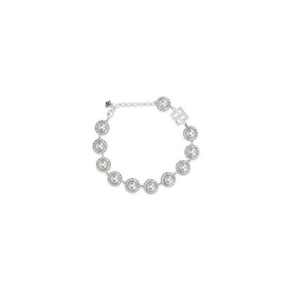 Necklace by Magda Butrym for women in lambskin leather pearl & silver showcases a dynamic silhouette, artfully highlighting the chain necklace design from the Women's Silver Brass Pearls & Crystal Necklace collection for a dynamic aesthetic.