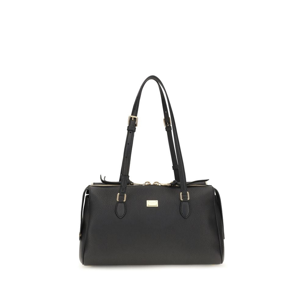 Shoulder Bag by Dolce & Gabbana for women in bos taurus calf leather black & gold features a effortless sophistication silhouette, secured by a zipper with ample and versatile shoulder-strap, adjustable-strap & handle for a effortless sophistication finish.