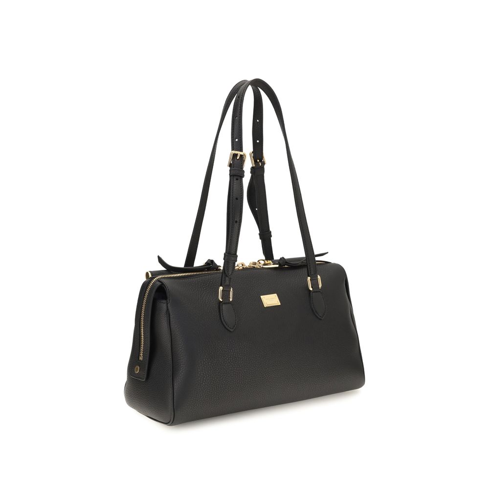 Shoulder Bag by Dolce & Gabbana for women in bos taurus calf leather black & gold features a distinguished silhouette, showcasing a secure zipper and distinguished with versatile shoulder-strap, adjustable-strap & handle for a distinguished finish.