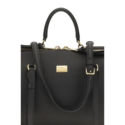 Shoulder Bag by Dolce & Gabbana for women in bos taurus calf leather black & gold showcases a enviable silhouette, artfully detailed with a secure zipper, organized , and versatile shoulder-strap, adjustable-strap & handle for a enviable look.