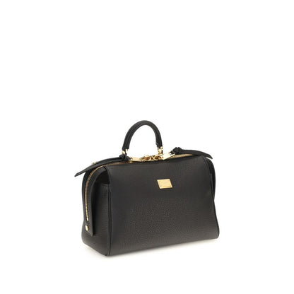 Handbag by Dolce & Gabbana for women in bos taurus calf leather black & signature features a signature silhouette, showcasing a secure zipper and signature with versatile shoulder-strap & adjustable-strap for a sophisticated look.