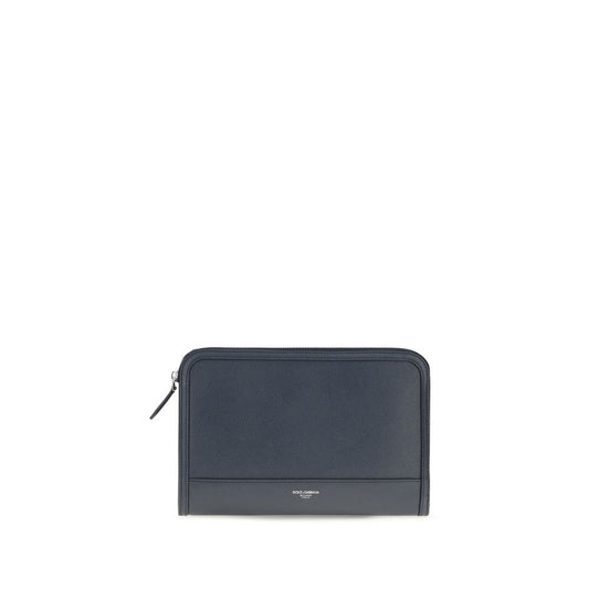 Clutch Handbag by Dolce & Gabbana for unisex in bos taurus calf nubuck & grained leather blue & palladium features a architectural silhouette, showcasing a secure zipper, ample , and versatile wristlet for a architectural finish.