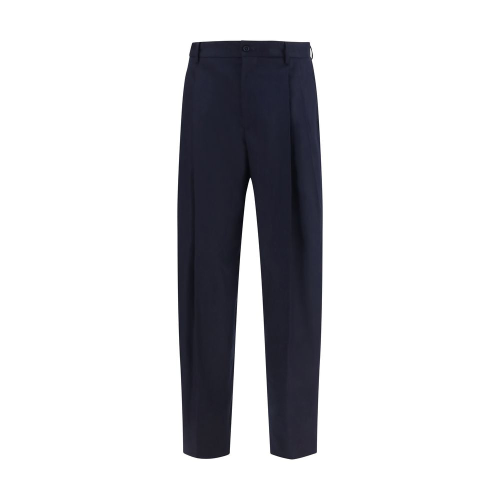 Trousers by Dolce & Gabbana for men in merino wool flannel blue features an sartorial silhouette, showcasing a precise regular-fit and long with a sartorial for a refined look.