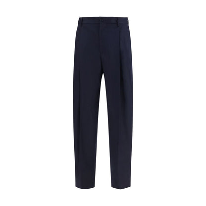 Trousers by Dolce & Gabbana for men in merino wool flannel blue features an sartorial silhouette, showcasing a precise regular-fit and long with a sartorial for a refined look.