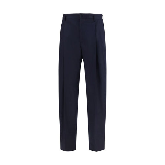 Trousers by Dolce & Gabbana for men in merino wool flannel blue features an sartorial silhouette, showcasing a precise regular-fit and long with a sartorial for a refined look.