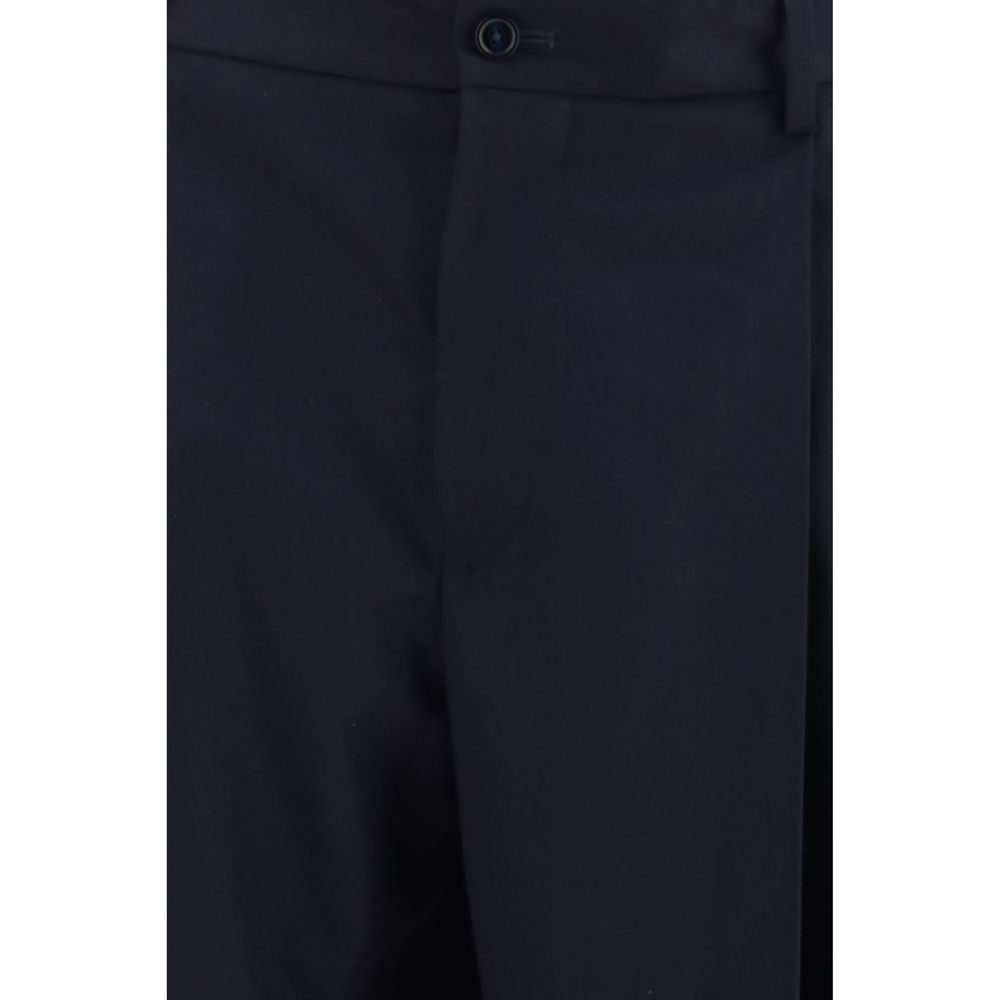 Trousers by Dolce & Gabbana for men in merino wool flannel blue features a artisanal silhouette, showcasing a sophisticated regular-fit with a long and for a artisanal finish.