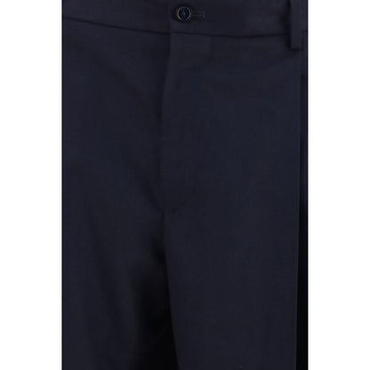 Trousers by Dolce & Gabbana for men in merino wool flannel blue features a artisanal silhouette, showcasing a sophisticated regular-fit with a long and for a artisanal finish.