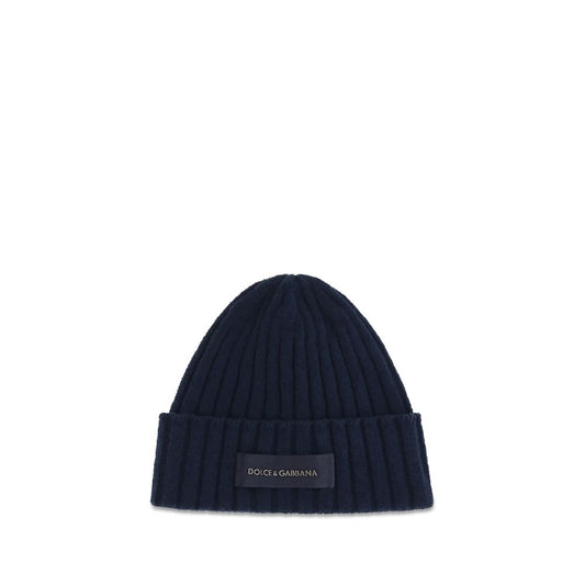 Beanie Hat by Dolce & Gabbana for men in wool blue & signature presents a urban-chic silhouette, artfully capturing the essence of the urban-chic Wool Beanie Hat design for a sophisticated look.