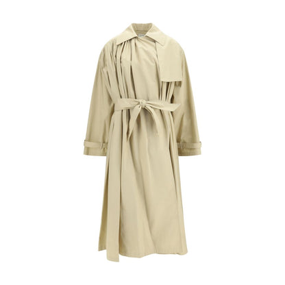 Trench Coat by Calvin Klein for women in cotton beige presents a distinguished silhouette, artfully detailed with pockets and a distinguished for a sophisticated, distinguished finish.