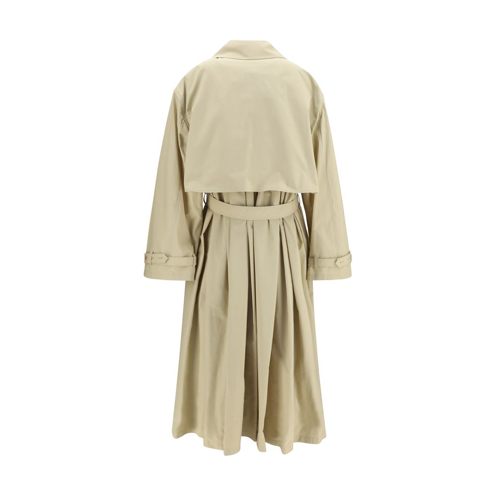 Trench Coat by Calvin Klein for women in cotton beige presents a distinguished silhouette, artfully detailed with pockets and a distinguished for a sophisticated, distinguished finish.