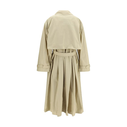 Trench Coat by Calvin Klein for women in cotton beige presents a distinguished silhouette, artfully detailed with pockets and a distinguished for a sophisticated, distinguished finish.