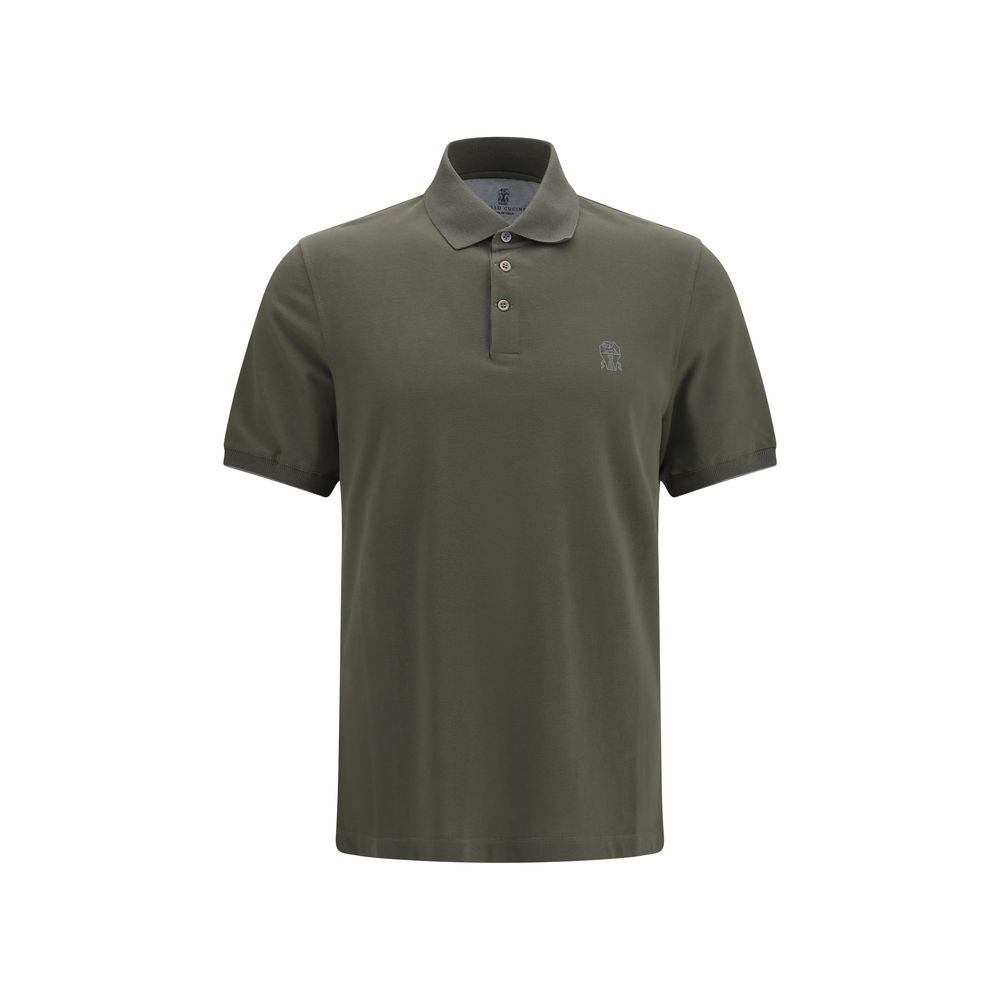 Polo Shirt by Brunello Cucinelli for men in cotton bicolour & signature presents a sleek silhouette, featuring a refined and for a sleek finish.