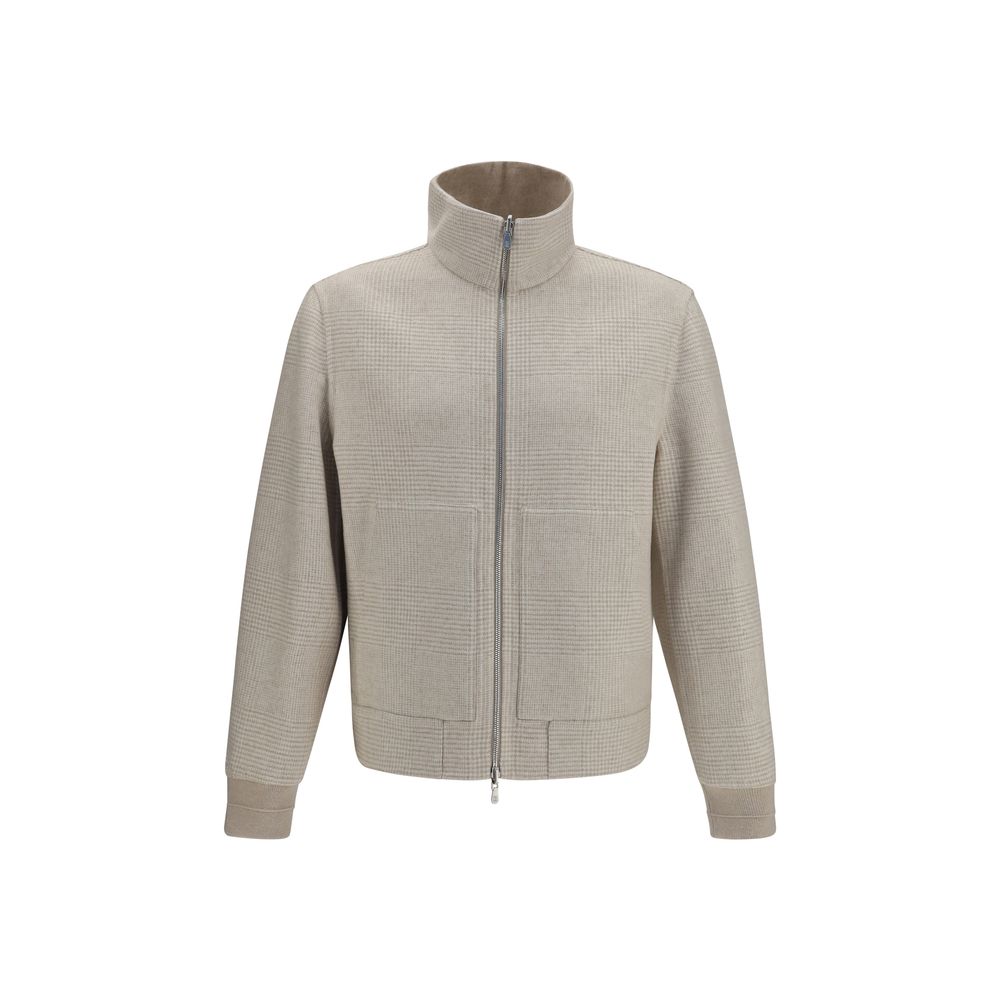 Overcoat by Brunello Cucinelli for men in cashmere & capra leather beige features a cosy chic silhouette, artfully detailed with a sophisticated high-collar neckline and premium pockets for a cosy chic finish.