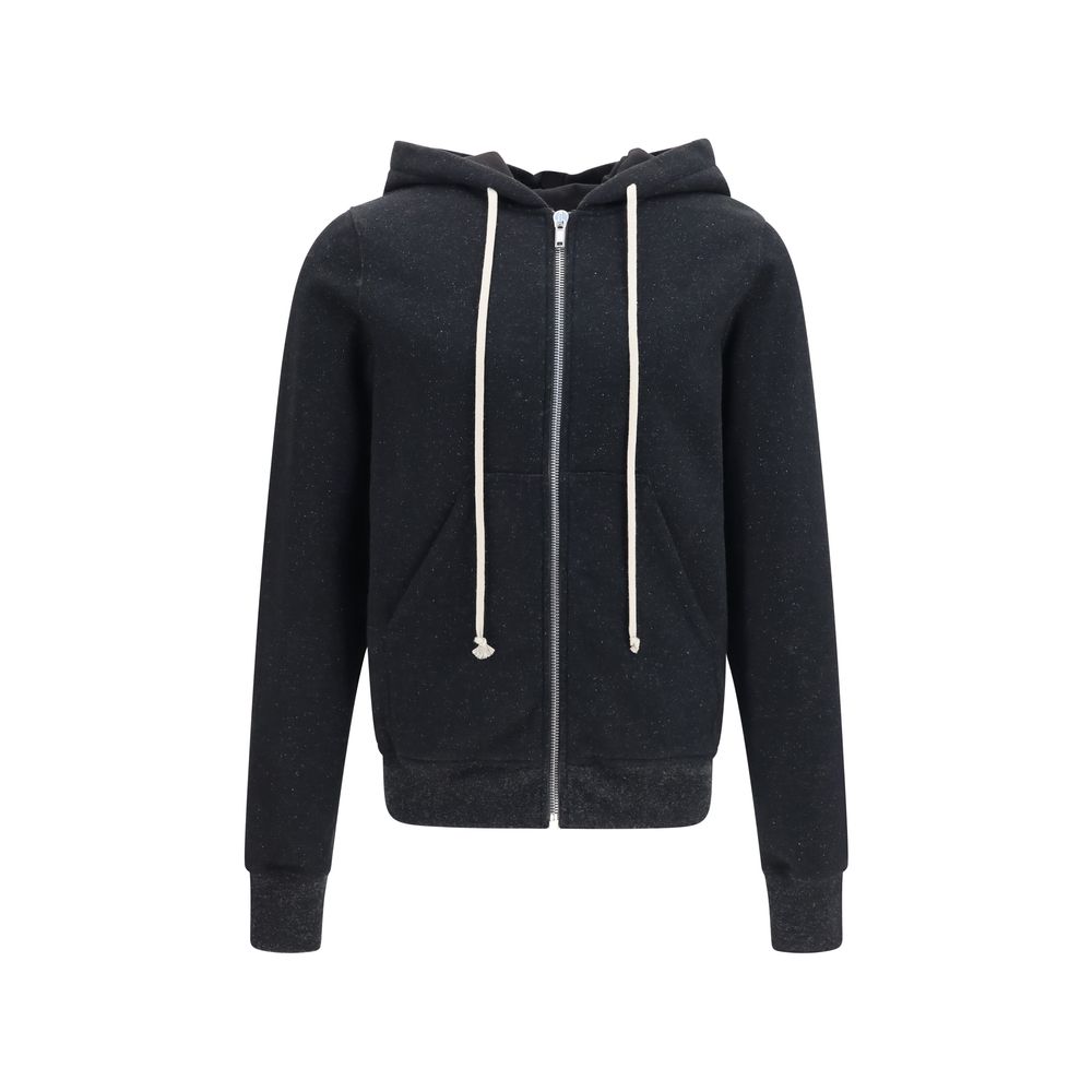 Sweatshirt Hoodie by Rick Owens for men in cotton & merino wool black features an avant-garde silhouette, showcasing a sophisticated hooded neckline and detail for a truly avant-garde finish.