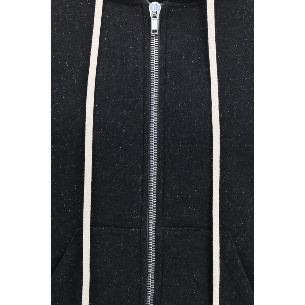 Sweatshirt Hoodie by Rick Owens for men in cotton & merino wool black showcases a city-ready silhouette, artfully detailed with a signature and for a city-ready finish.