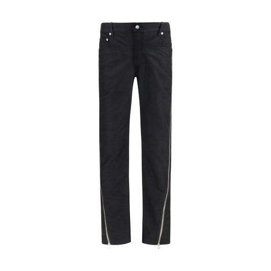 Jeans by Rick Owens for men in denim & merino wool black & herringbone features a refined silhouette with a refined straight-leg & regular-fit, defined by a low rise and a refined long for a refined finish.