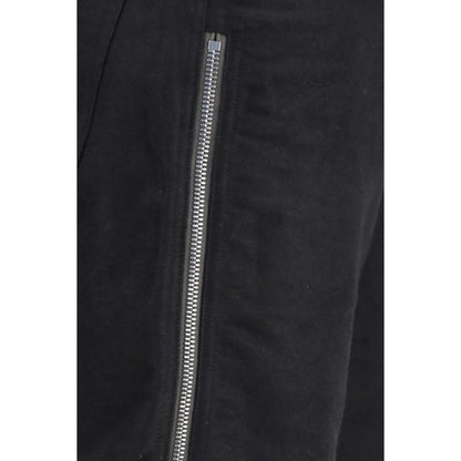Jeans by Rick Owens for men in denim & merino wool black & herringbone features an sartorial straight-leg & regular-fit and long with a low rise cut for a sartorial finish.