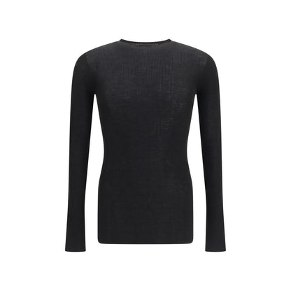 Sweatshirt by Rick Owens for men in merino wool black & signature features an provocated silhouette, detailed with a provocated long-sleeve and a refined crew neckline for a sophisticated aesthetic.